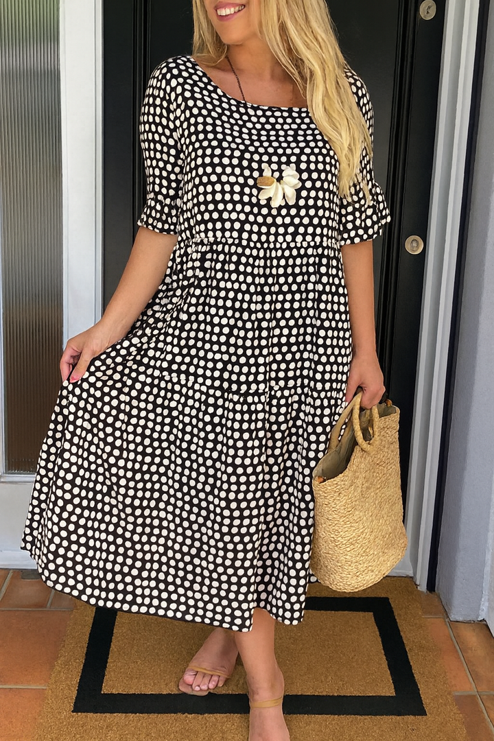 Rosalie | Robe Midi à Manches Courtes