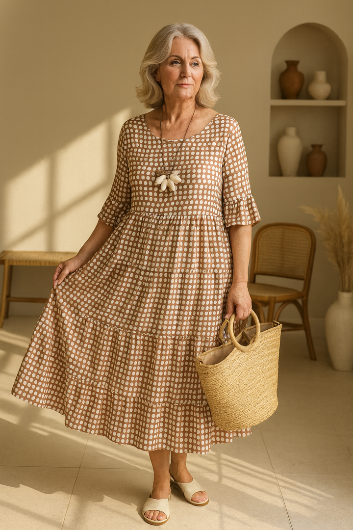 Rosalie | Robe Midi à Manches Courtes