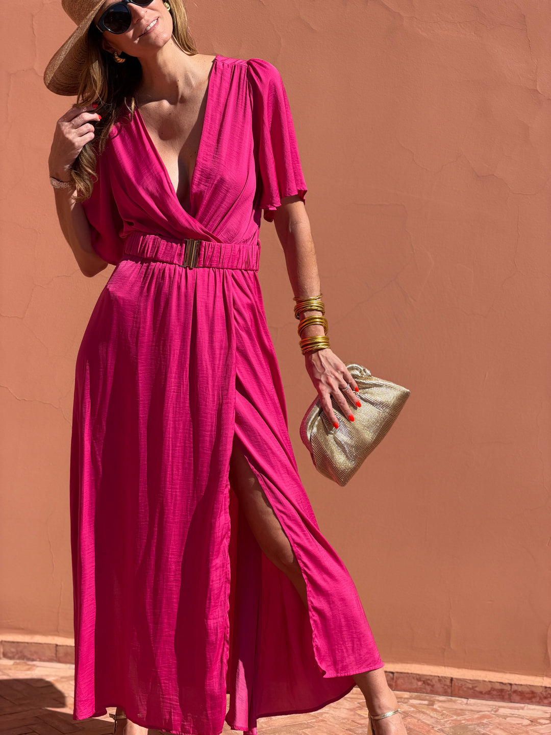 Robe Benedictine - Manches Courtes - Fuchsia
